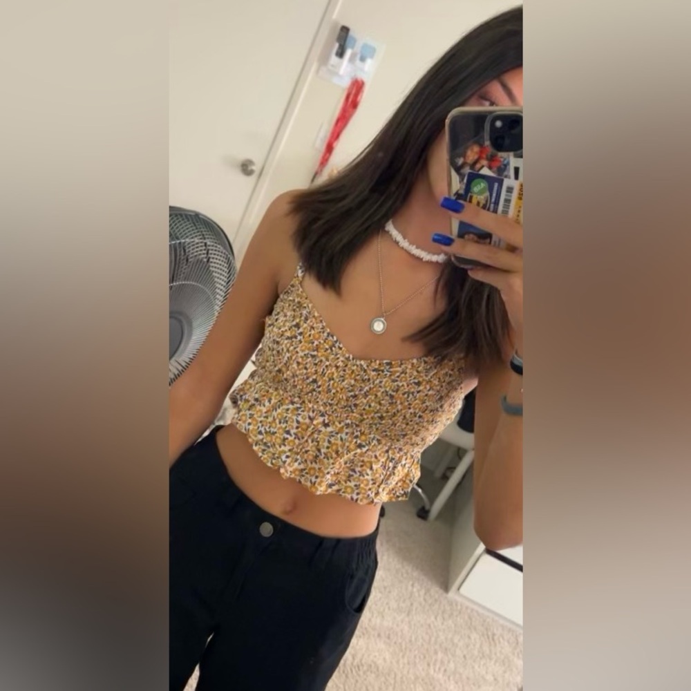 RSQ Floral Yellow Crop Top
